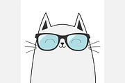 Cat wearing blue sunglasses., an Animal Illustration by Worldofvector (Thumbnail 1 of 2)