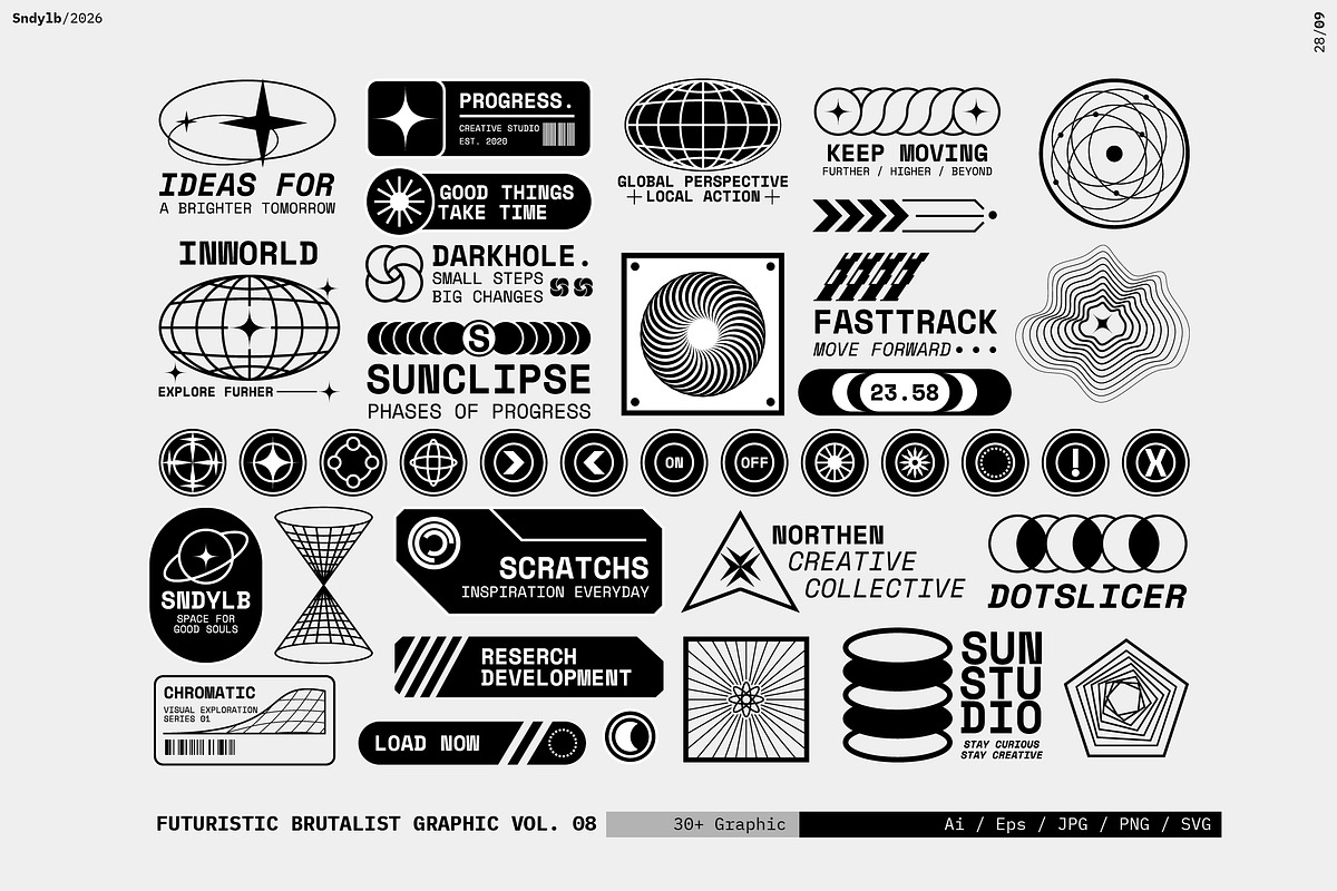 Futuristic Brutalist Graphic Pack, an Object Graphic by Sundaylab (Photo 2 of 3)