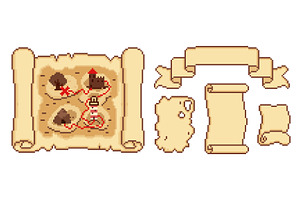 Pixel art game scrolls, vintage, an Object Illustration by art PVP - market
