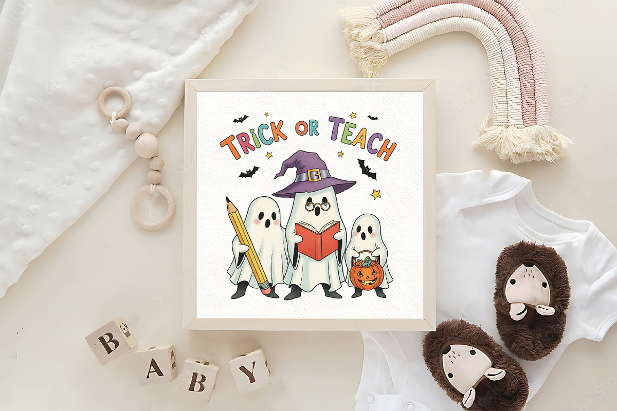 Retro Funny Halloween Teacher Ghost, an Illustration by CraftArtStudio (Photo 4 of 4)