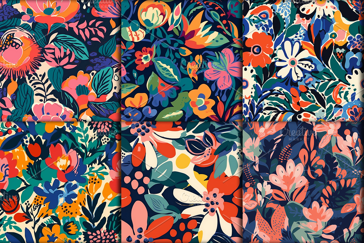 Colorful Painted Flower Patterns, a Pattern Graphic by RC graphics (Photo 3 of 10)