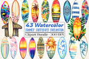 Summer Surfboard Sublimation Clipart, an Illustration by DreamCafeArt (Thumbnail 1 of 5)