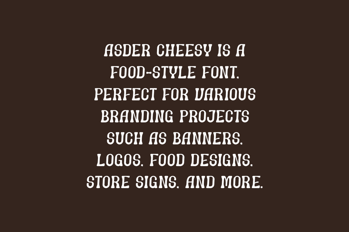 Asder Cheesy - Food Font, a Slab Serif Font by Iqsiart Studio (Photo 5 of 7)