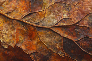 Close-Up of a Dried Leaf with Detailed Vein Structure, an Abstract Photo by Natalia Klenova's Shop