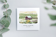 Watercolor Barn & Landscapes, an Object Illustration by Yorda Studio (Thumbnail 6 of 10)