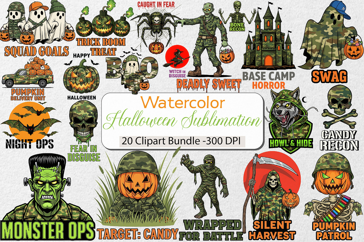 Camouflage Halloween Sublimation PNG, an Illustration by DreamCafeArt (Photo 1 of 6)