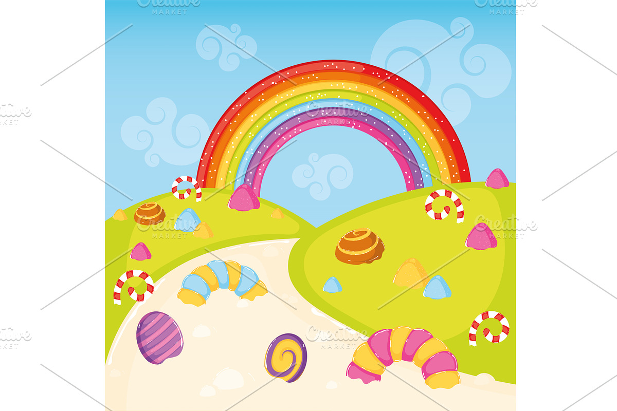 Candyland landscape Vector, a Food Illustration by studioDK