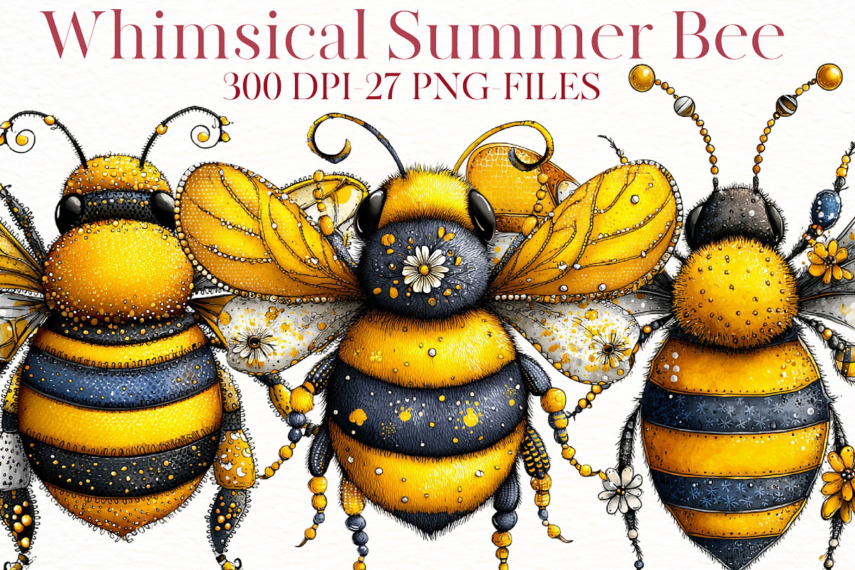 Whimsical Summer Bee clipart, an Illustration by Designworld (Photo 1 of 8)