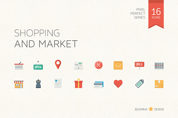 Shopping And Market Flat Icons