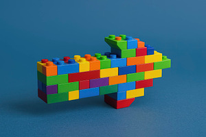 a colorful toy block arrow, generative AI, a Photo by Nito