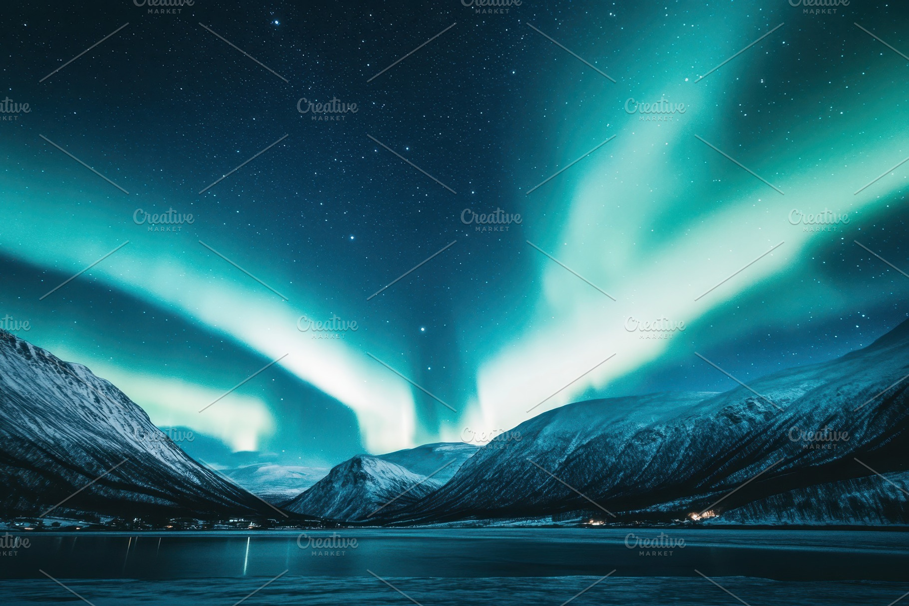 Majestic northern lights illuminate, a Photo by Pavel_design