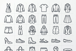 Bundles Vector Fashion Outline Icons, an Outline Icon by adenpinkstore