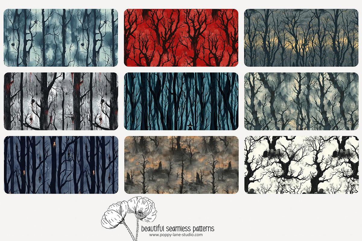 70 haunted forest seamless pattern, a Pattern Graphic by Poppy Lane Studio