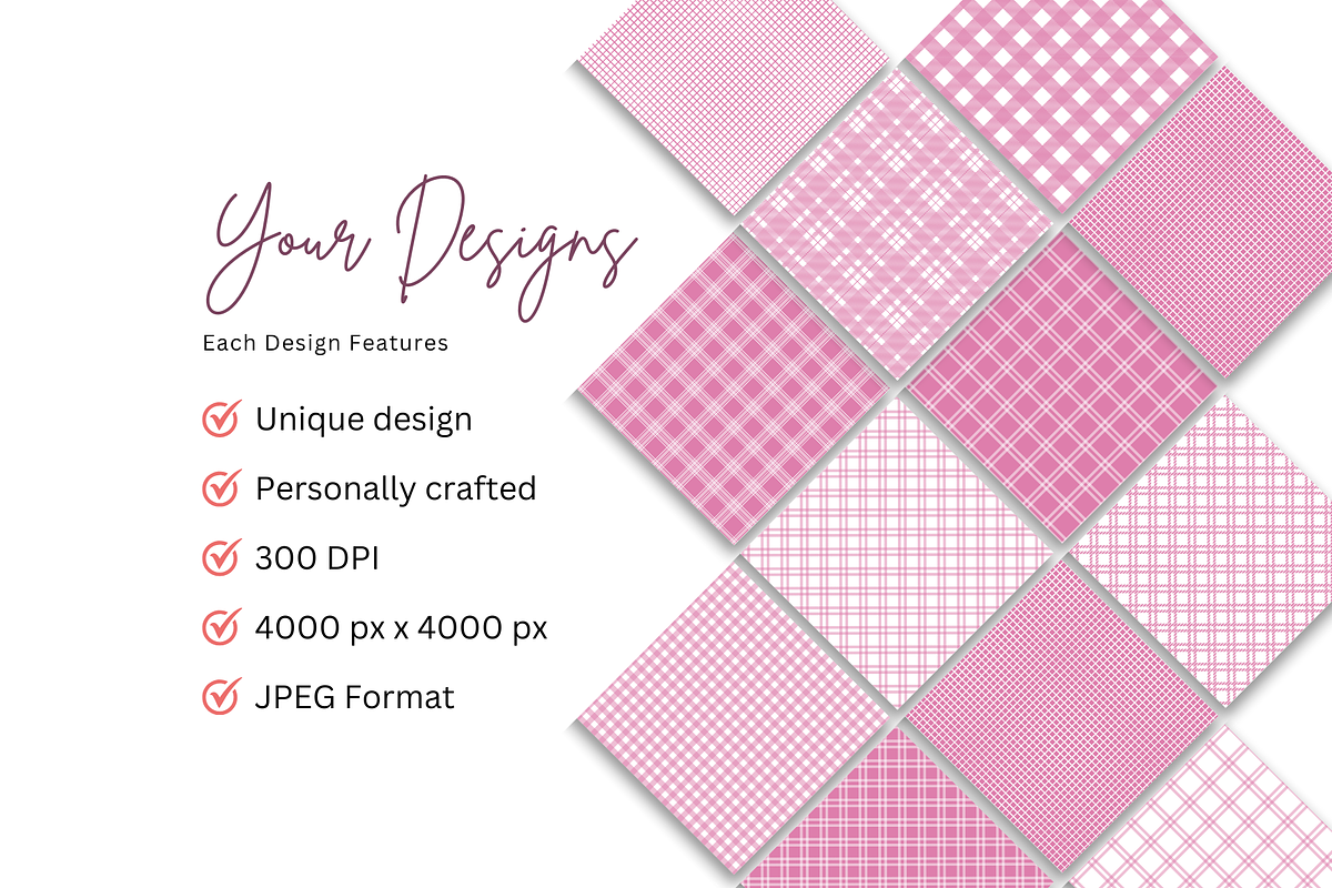 Pink Seamless Plaid Designs, a Pattern Graphic by Earley Bird Design Studio (Photo 8 of 8)