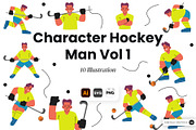 Character Hockey Man Vol 1 Doodle, a Sport Illustration by SLAB! Design (Thumbnail 1 of 3)