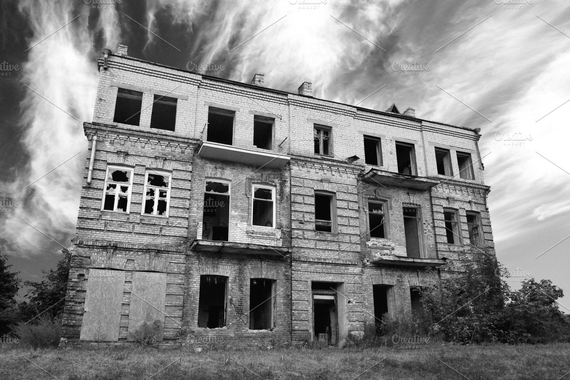 Old abandoned ruined house exterior, an Architecture Photo by BOOCYS