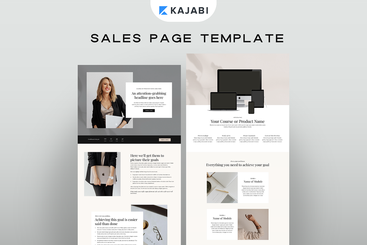 Kajabi Sales Page Template, a Landing Page Template by Pixel & Flow (Photo 1 of 8)