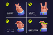 Hand Gestures 3D Icons, an Object 3D Model by Rakata Studio (Thumbnail 2 of 7)