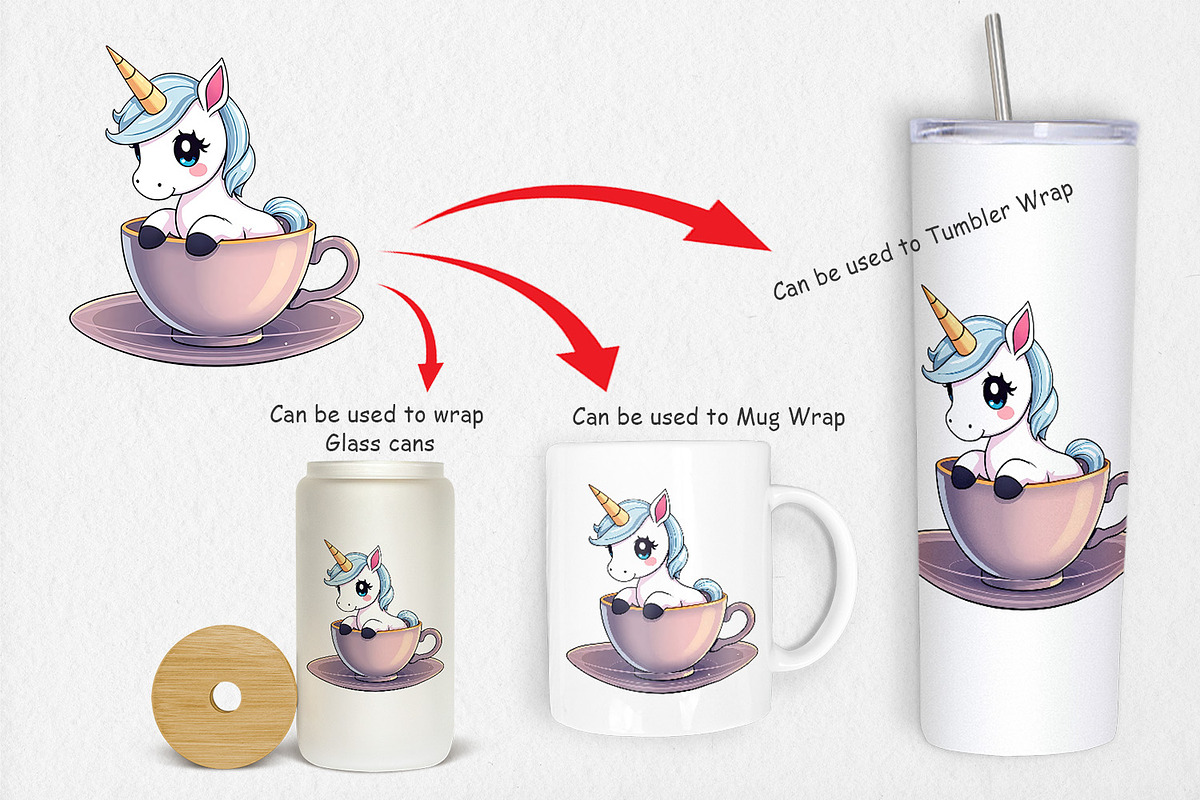 Teacup Unicorn Clipart, a Graphic by Artnoy (Photo 4 of 5)