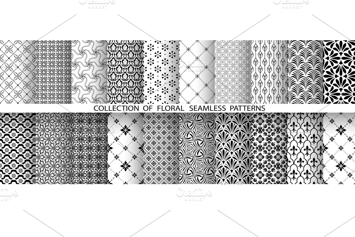 Geometric floral set patterns, a Pattern Graphic by RODINA (Photo 1 of 3)