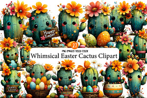 Whimsical Easter Cactus Clipart, an Illustration by Designworld