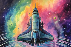 Watercolor Space Ship