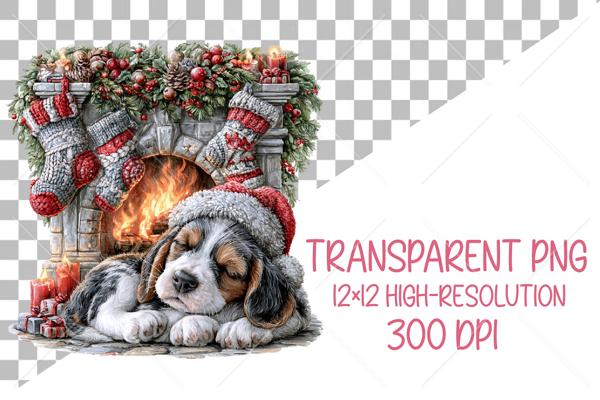 Whimsical Christmas Dog Clipart PNG, a Seasonal Illustration by Canvas Craft (Photo 2 of 10)
