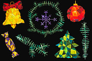 Watercolor Geometric Christmas Set, a Decorative Illustration by LidiaP (Thumbnail 2 of 4)