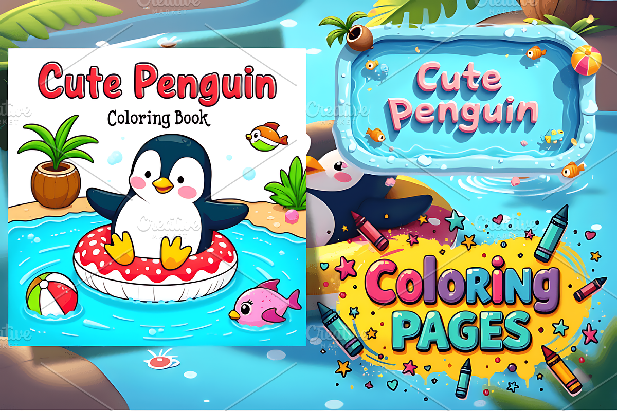 Cute Penguin Coloring Book, an Animal Illustration by Ink Gallery (Photo 1 of 4)