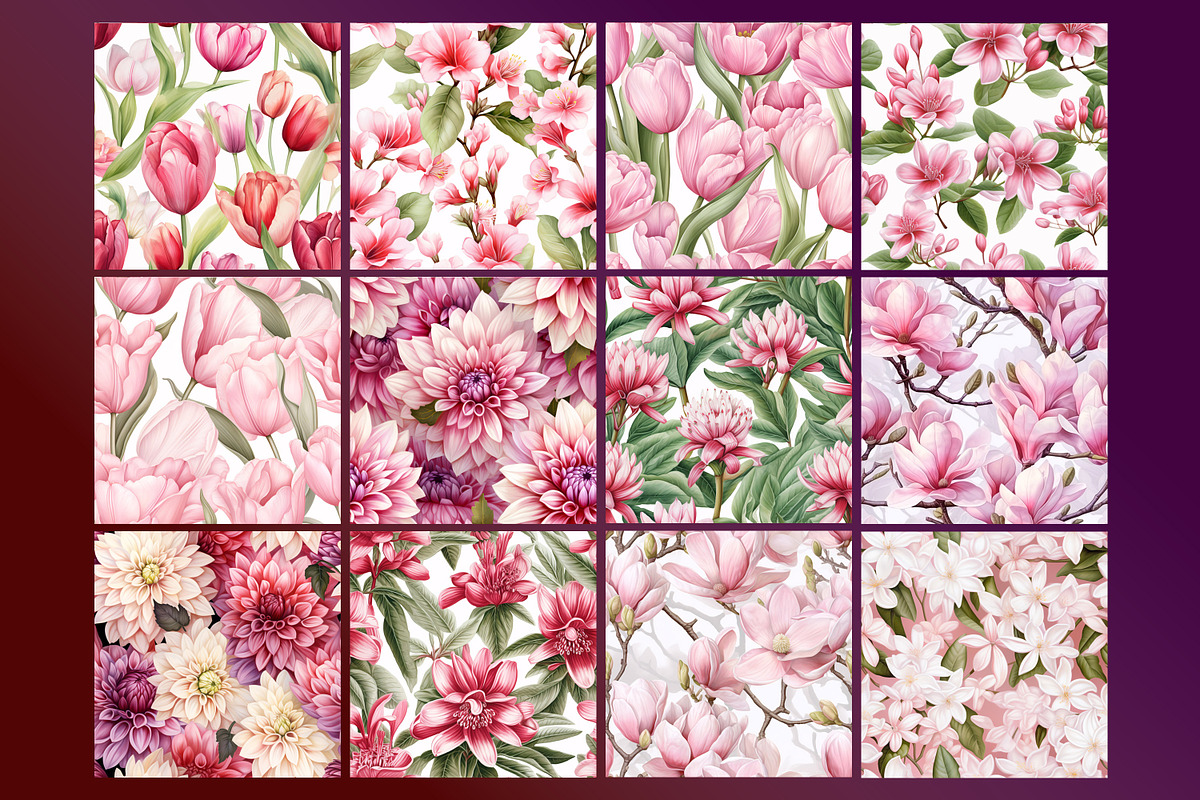 Watercolor Pink flowers pattern, a Pattern Graphic by Forhadx5