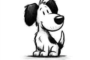 Cute black and white dog doodle illustration set in hand drawn c, an Animal Photo by José Manuel Gelpi