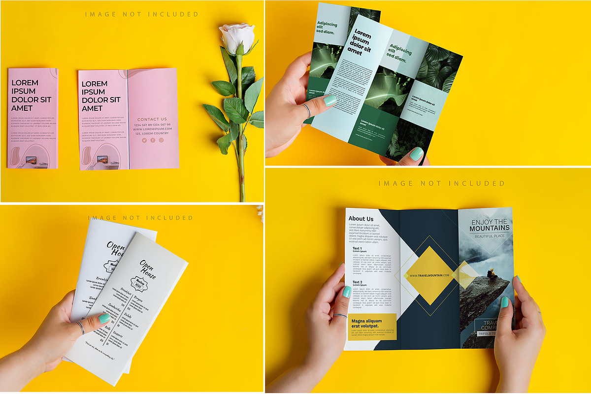 Brochures on yellow mockup set, a Brochure Template by YuMyart (Photo 4 of 6)