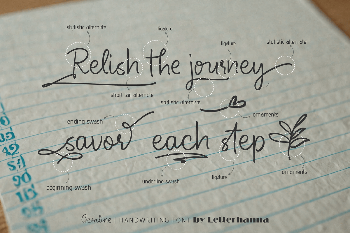 Geraline Font, a Handwritten Font by Letterhanna Studio (Photo 3 of 10)