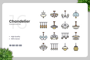 Chandelier Colored Icons, an Icon by Upnowgraphic