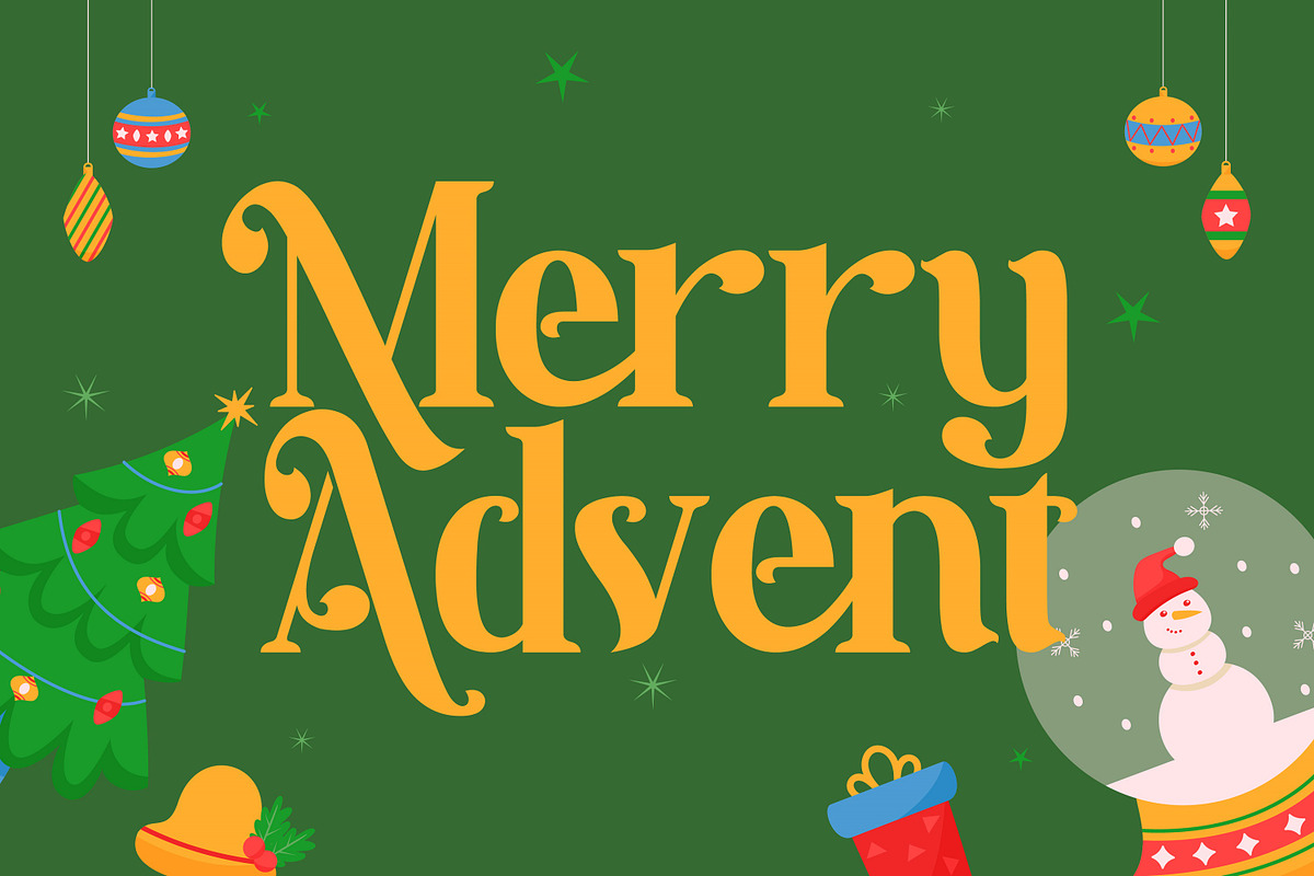 Merry Advent - Christmas Font, a Serif Font by Rishsketch (Photo 1 of 15)