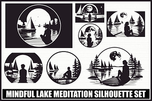Mindful Lake Meditation Silhouette S, an Illustration by Creativeshirt