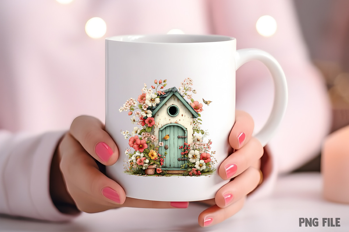 Whimsical Spring Birdhouse Clipart, an Illustration by Craft Nest (Photo 8 of 11)