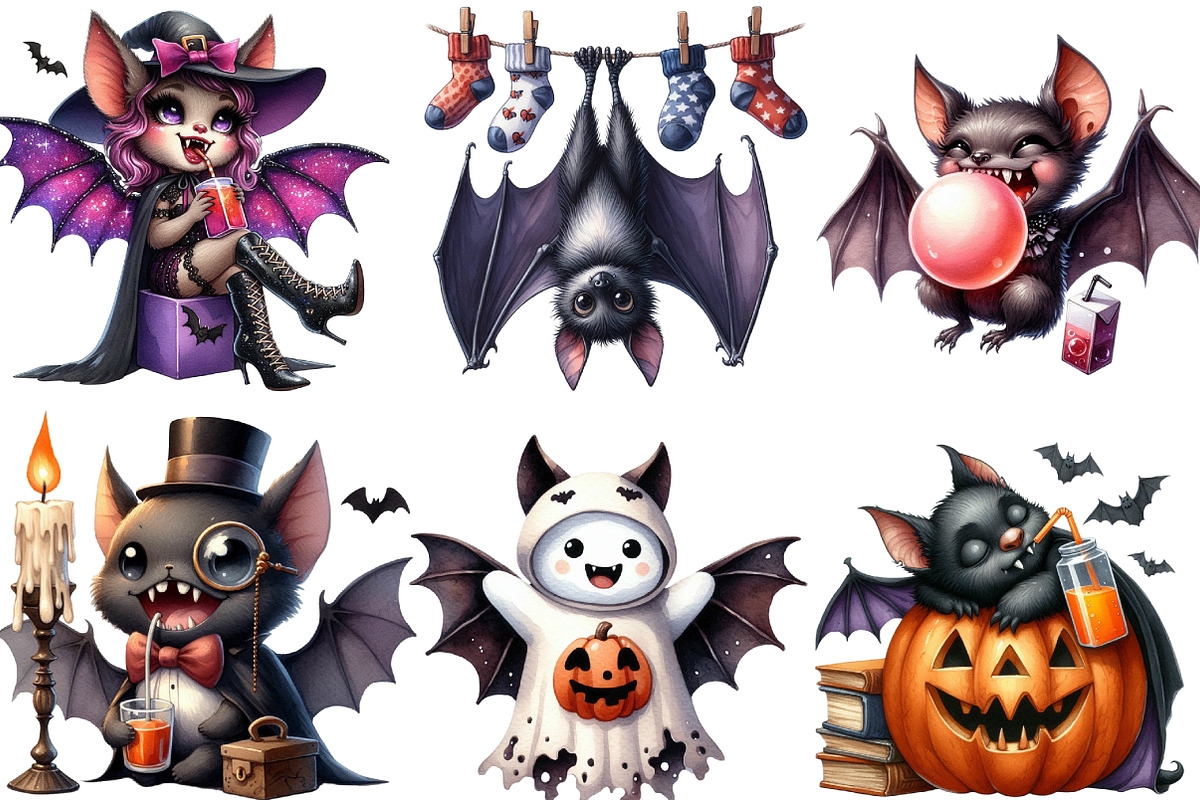 Funny Halloween Bats Clipart Bundle, an Illustration by DreamArtGraphic (Photo 2 of 4)