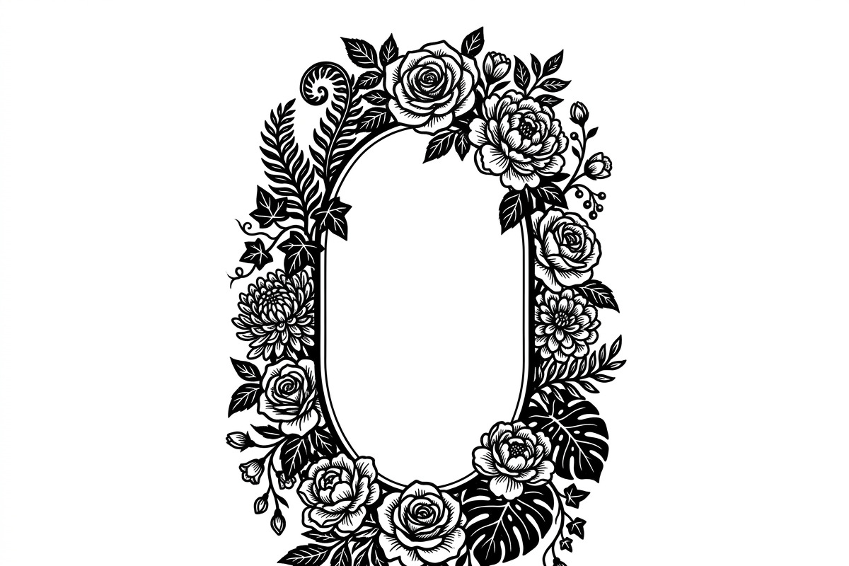 50 Elegant Floral Oval Mirror Frame, a Decorative Illustration by Amazin_art (Photo 7 of 40)