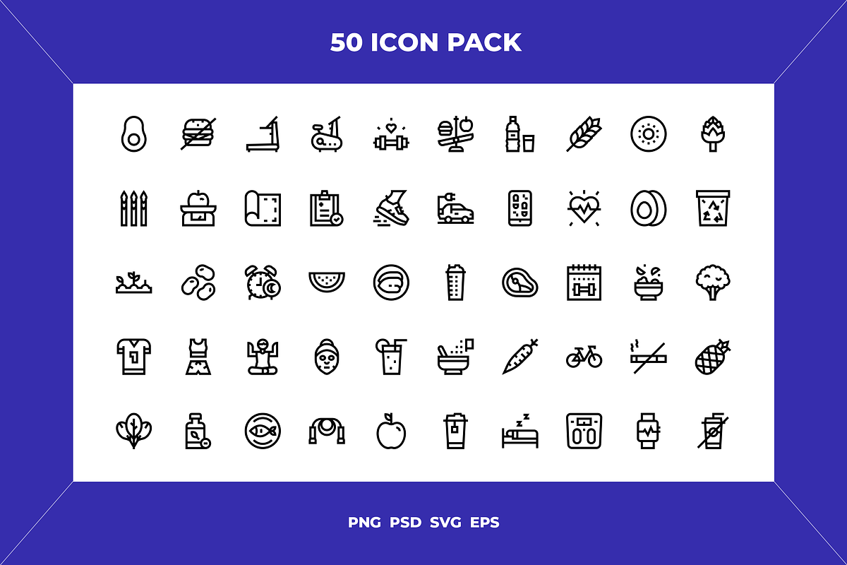 Healthy lifestyle icons, an Outline Icon by Wencory (Photo 1 of 2)
