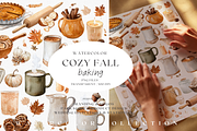 Watercolor Autumn Baking Clipart, a Decorative Illustration by ThaismotaCreativeCo (Thumbnail 1 of 12)