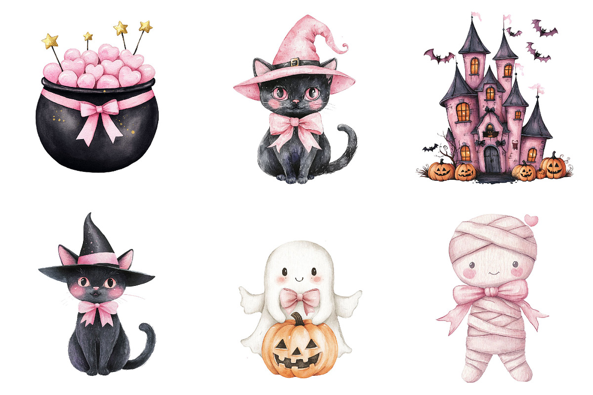 Pink Orange Halloween Clipart, a Seasonal Illustration by Designking (Photo 4 of 4)