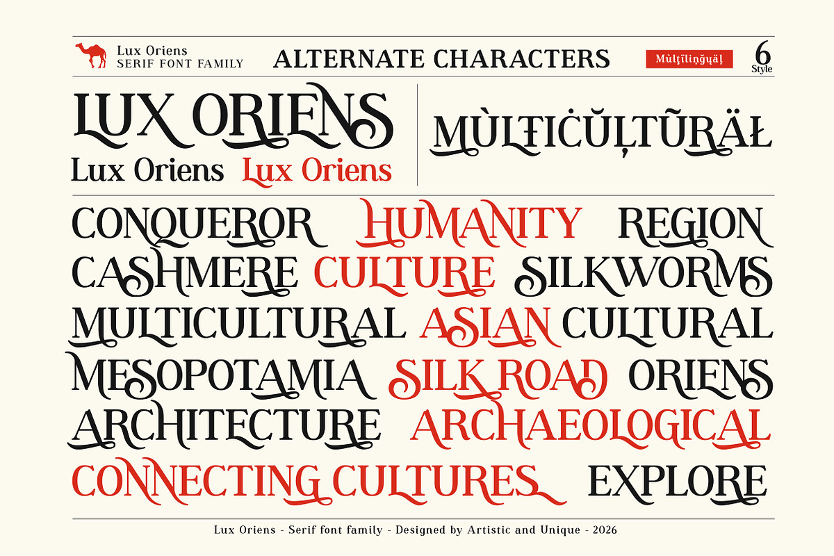 Lux Oriens - Serif Font Family, a Serif Font by Artistic & Unique (Photo 7 of 15)