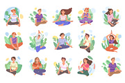Meditating yoga peaceful characters, a Person Illustration by GreenSky (Thumbnail 2 of 5)