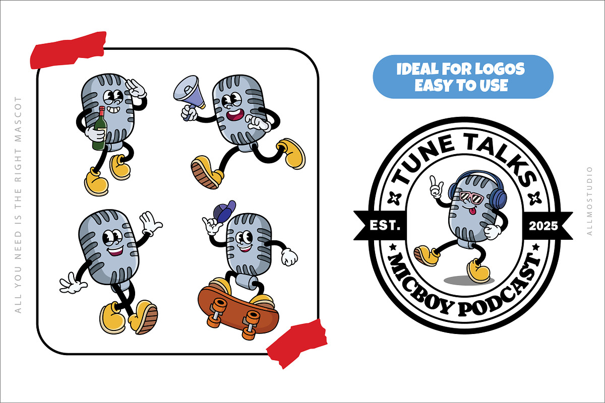 Microphone Character Mascot, an Object Illustration by Allmostudio (Photo 4 of 5)