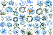 Pale blue flowers watercolor clipart, an Illustration by Watercolor design (Thumbnail 1 of 4)