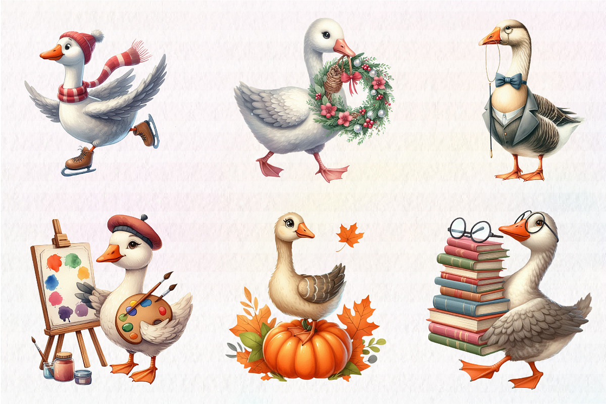 Silly Goose Clipart PNG, an Illustration by CreationArt (Photo 2 of 6)