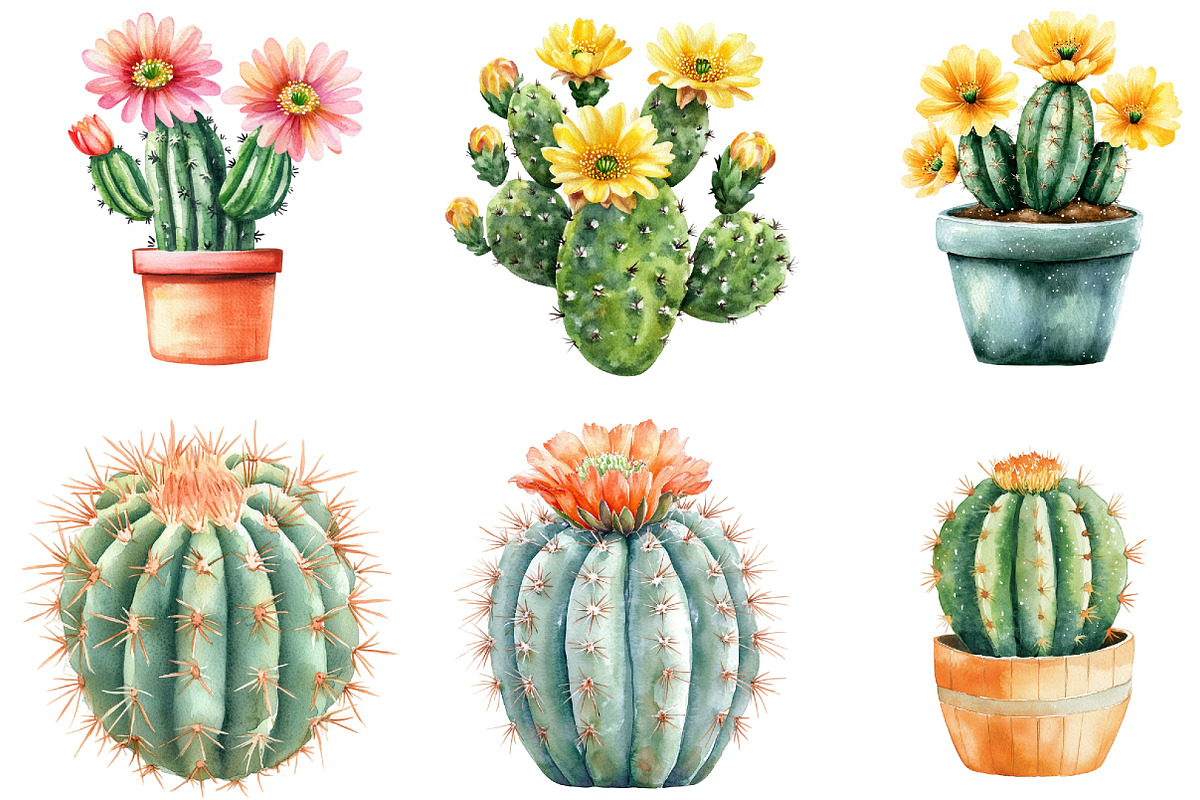 Whimsical Summer Cactus Clipart, an Illustration by designcity5 (Photo 5 of 5)