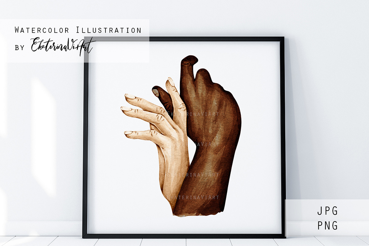 Watercolor Holding Hands Print, an Illustration by EkaterinaViArt (Photo 3 of 5)
