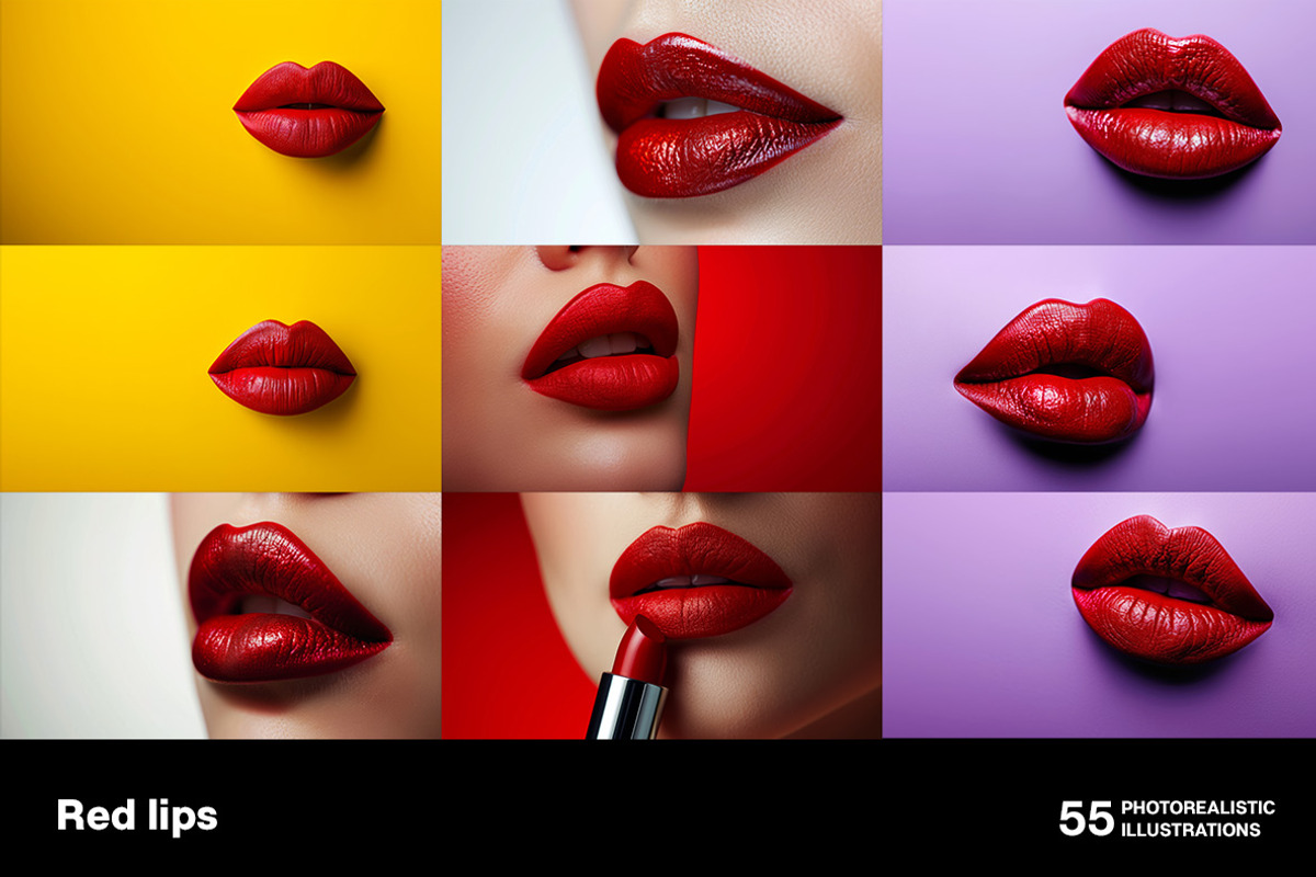 Red lips. Collection, a Beauty & Fashion Photo by Handmadefont (Photo 11 of 12)